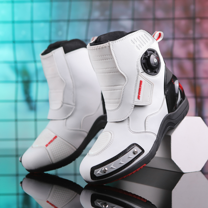 Motorcycle Boots Waterproof Riding - Черные кожаные мотоциклетные ботинки для мужчин,