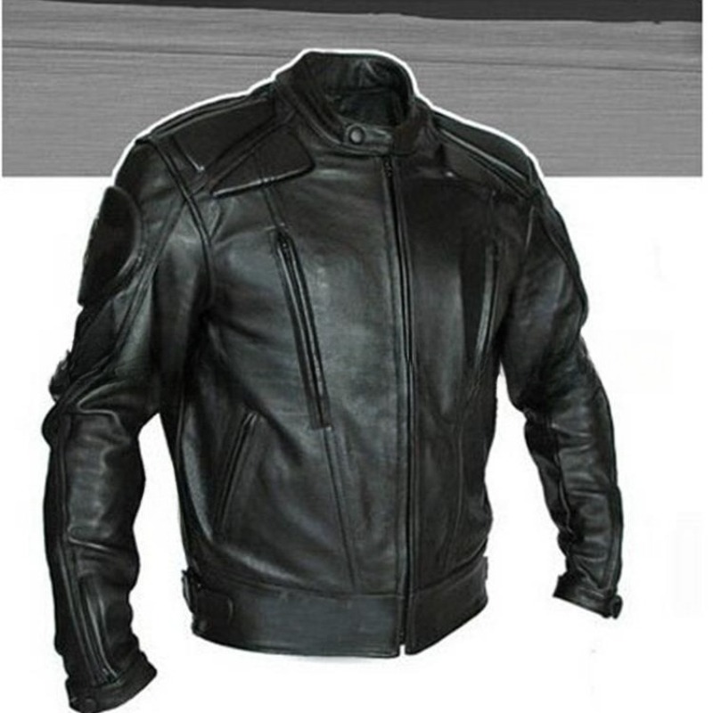 Leather Motorcycle Jacket Biker - Черная тонкая демисезонная мотоциклетная куртка для