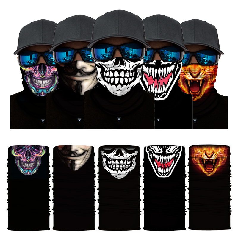 Motorcycle Neck Gaiter Balaclava - Велоспорт Мотоцикл Банданы Череп 3D Бесшовная