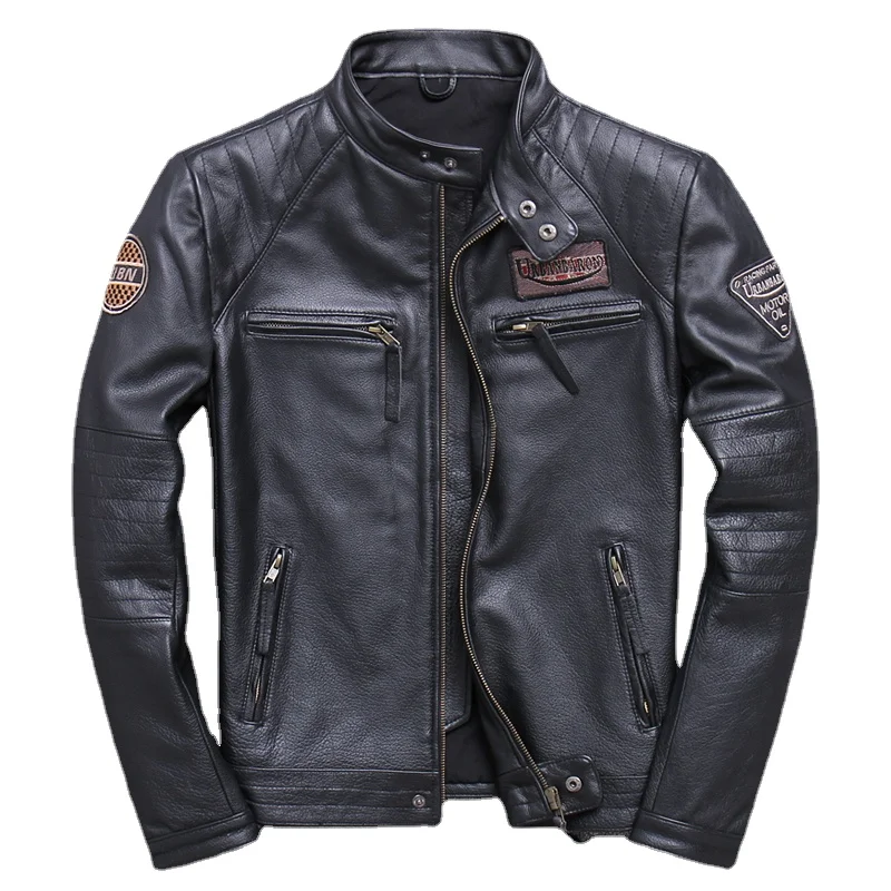 Leather Motorcycle Jacket Biker - Мужская приталенная байкерская куртка, Байкерская винтажная