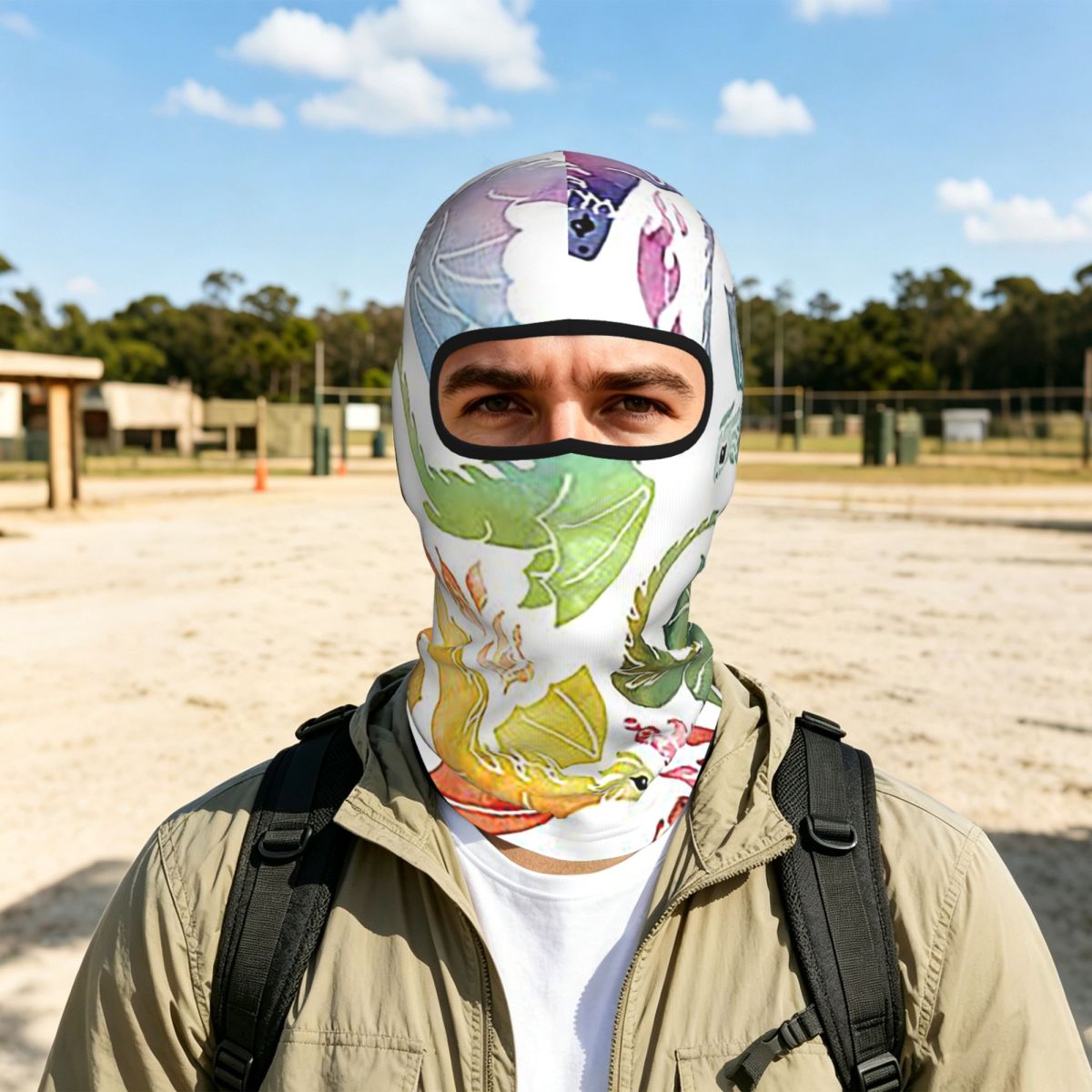 Motorcycle Neck Gaiter Balaclava - Дышащая тонкая балаклава Dragon Fire Rainbow