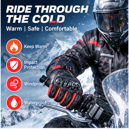 Motorcycle Gloves Leather Knuckle - Зимние мотоциклетные перчатки, водонепроницаемые, ветрозащитные, с