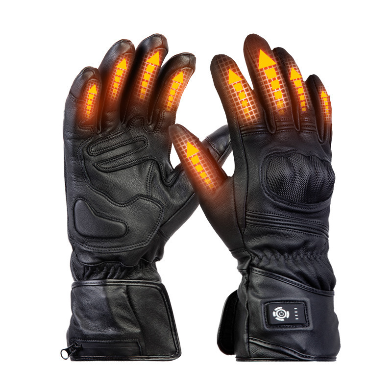 Motorcycle Gloves Leather Knuckle - Мотоциклетные перчатки с подогревом 7.4В, перезаряжаемые,