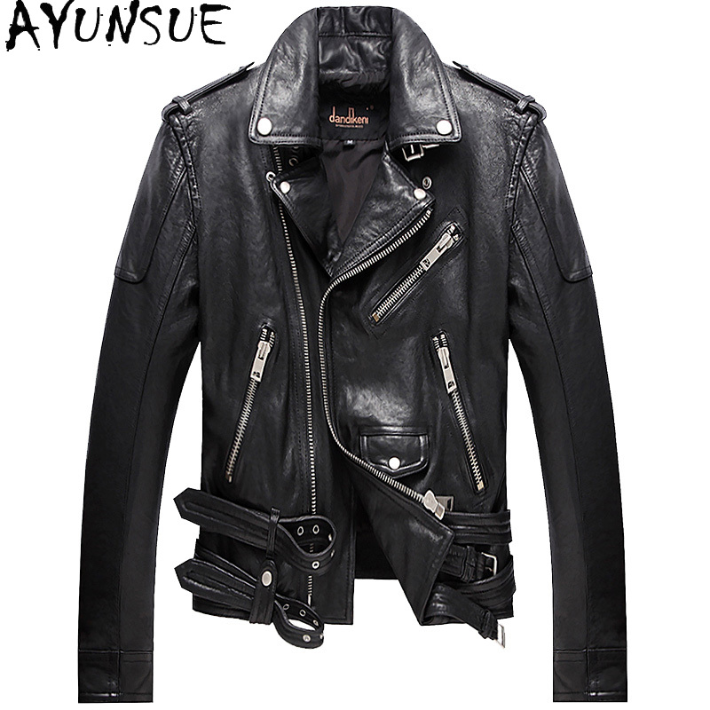 Leather Motorcycle Jacket Biker - AYUNSUE натуральная овчина, 100% натуральная кожа,