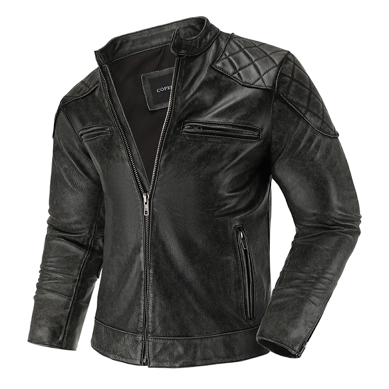 Leather Motorcycle Jacket Biker - Кожаная куртка в стиле ретро, мотоциклетный