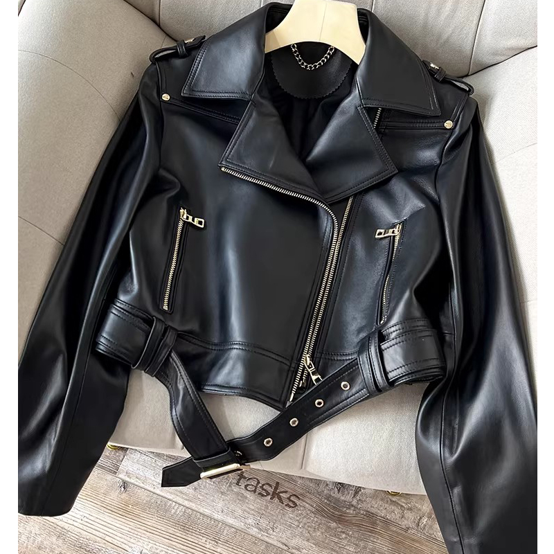 Leather Motorcycle Jacket Biker - Высококачественные женские кожаные куртки из овчины