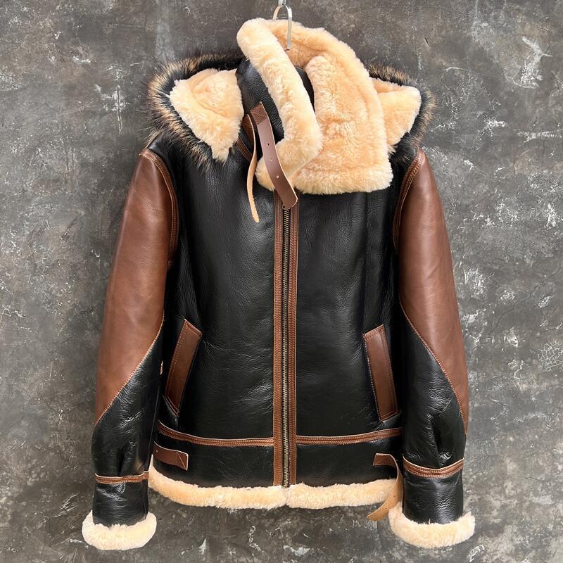 Leather Motorcycle Jacket Biker - Зимняя Толстая меховая Верхняя одежда One