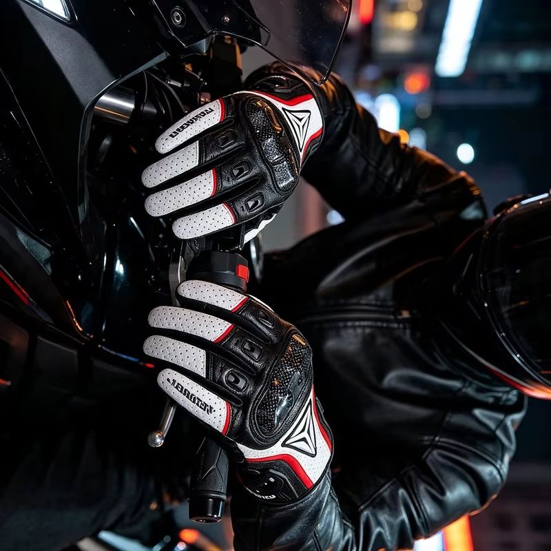 Motorcycle Gloves Leather Knuckle - Мотоциклетные перчатки из натуральной кожи с