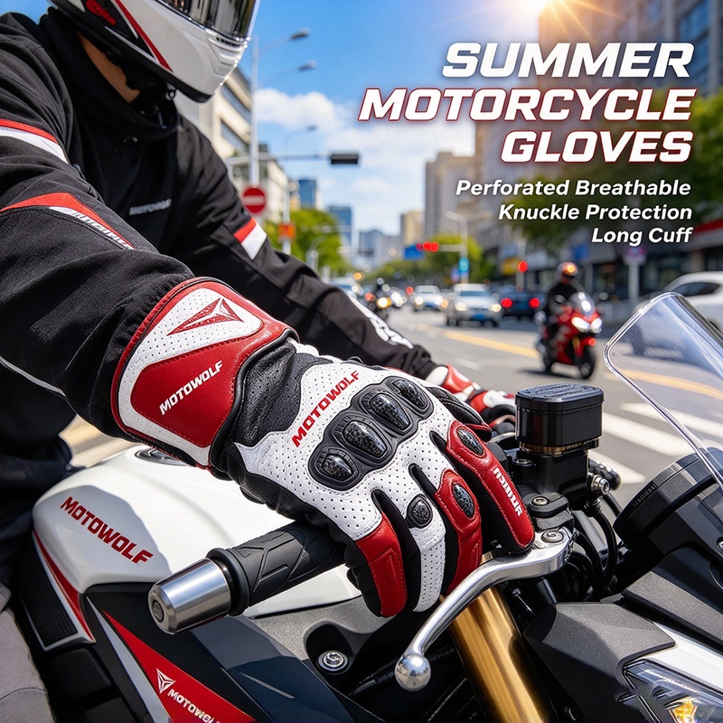 Motorcycle Gloves Leather Knuckle - Мотоперчатки MOTOWOLF для езды на мотоцикле,