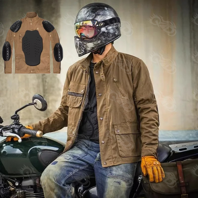 Motorcycle Riding Jacket Waterproof - Ретро-мотоциклетная куртка из вощеного холста, водонепроницаемая,