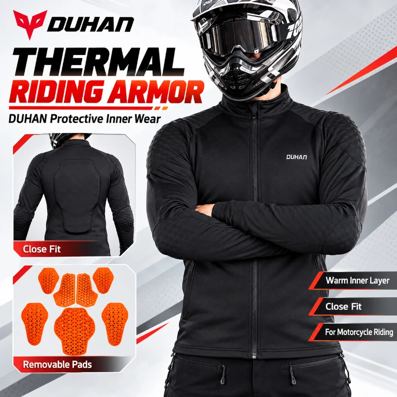 Motorcycle Jacket Thermal Liner - Теплая мотокуртка DUHAN с защитными вставками