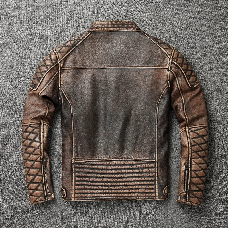2026 НОВИНКА Мужская винтажная – обзор и цена Leather Motorcycle Jacket Biker