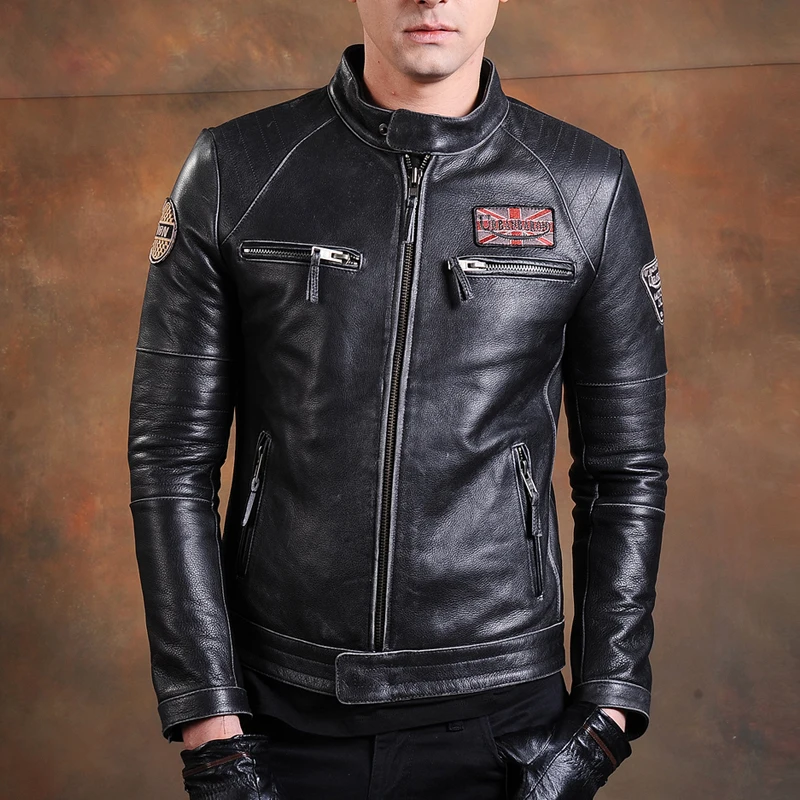 Мужская приталенная байкерская – обзор и цена Leather Motorcycle Jacket Biker