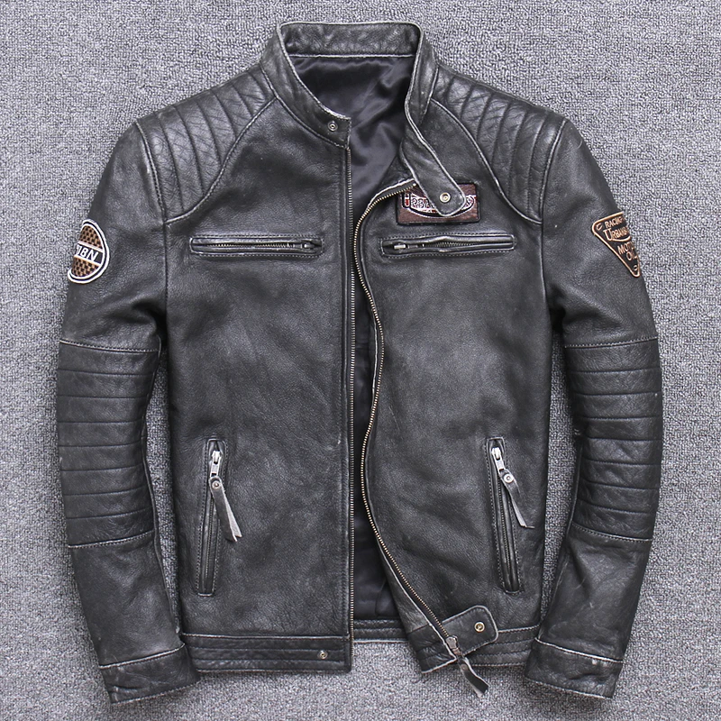 Мужская приталенная байкерская – обзор и цена Leather Motorcycle Jacket Biker