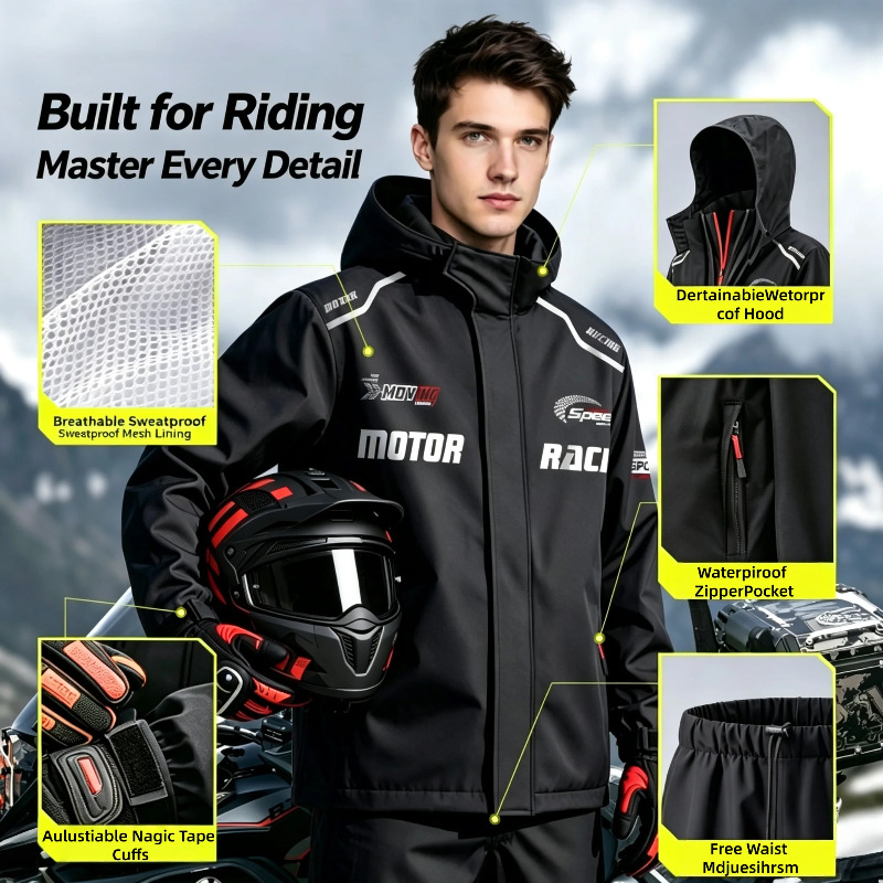 Мотоциклетный дождевик, компле – обзор и цена Motorcycle Riding Jacket Waterproof