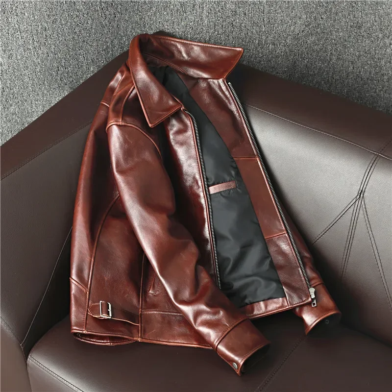 Мужская кожаная куртка из нату – обзор и цена Leather Motorcycle Jacket Biker