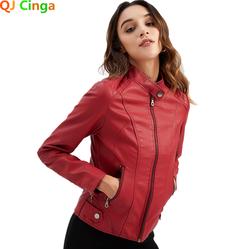 Женская красная куртка из иску – обзор и цена Leather Motorcycle Jacket Biker