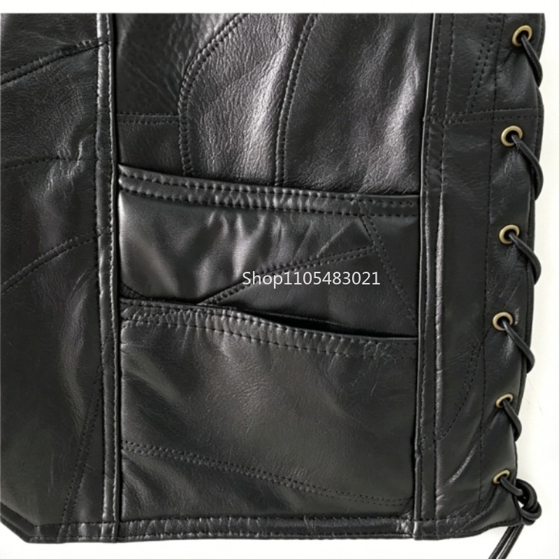 Мужской черный кожаный жилет в – обзор и цена Leather Motorcycle Jacket Biker