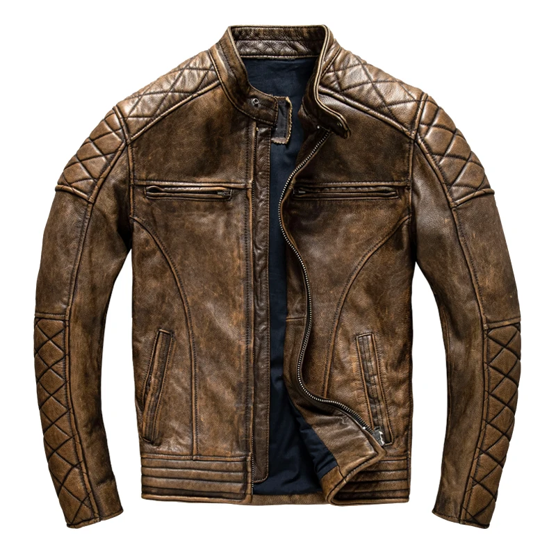 Винтажная мужская кожаная курт – обзор и цена Leather Motorcycle Jacket Biker