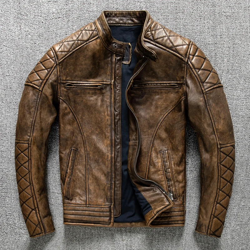 Винтажная мужская кожаная курт – обзор и цена Leather Motorcycle Jacket Biker