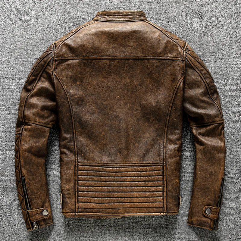 Винтажная мужская кожаная курт – обзор и цена Leather Motorcycle Jacket Biker