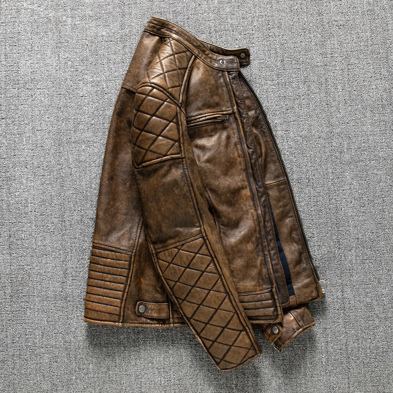 Винтажная мужская кожаная курт – обзор и цена Leather Motorcycle Jacket Biker