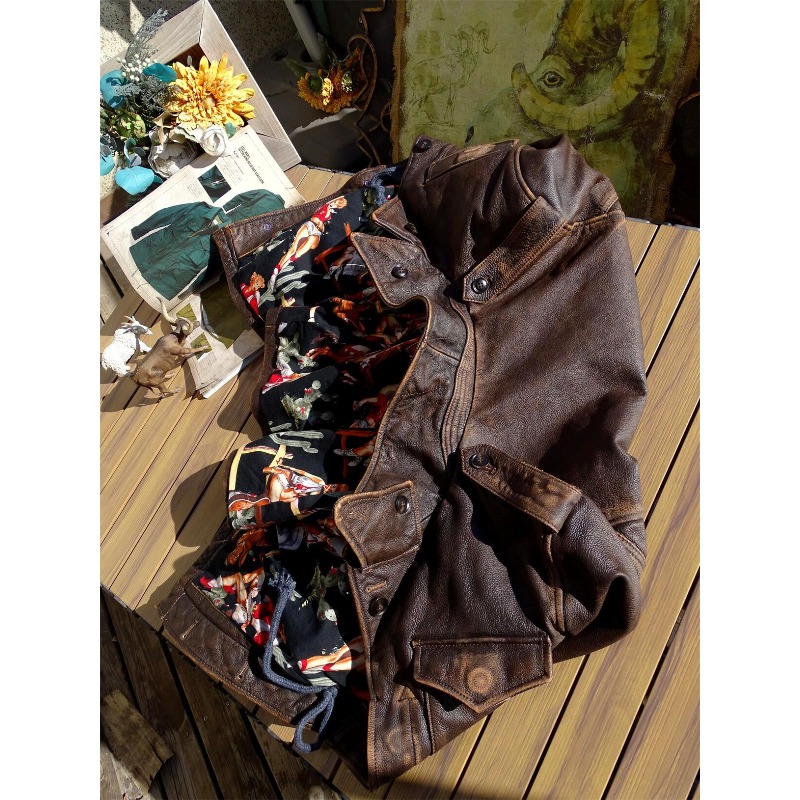 Мужская американская ретро-кур – обзор и цена Leather Motorcycle Jacket Biker
