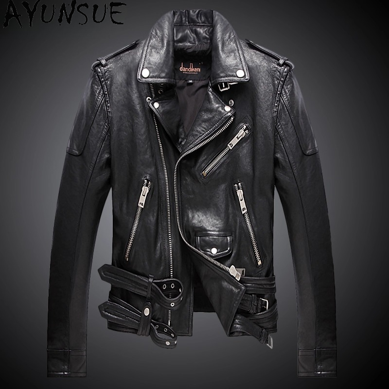 AYUNSUE натуральная овчина, 10 – обзор и цена Leather Motorcycle Jacket Biker