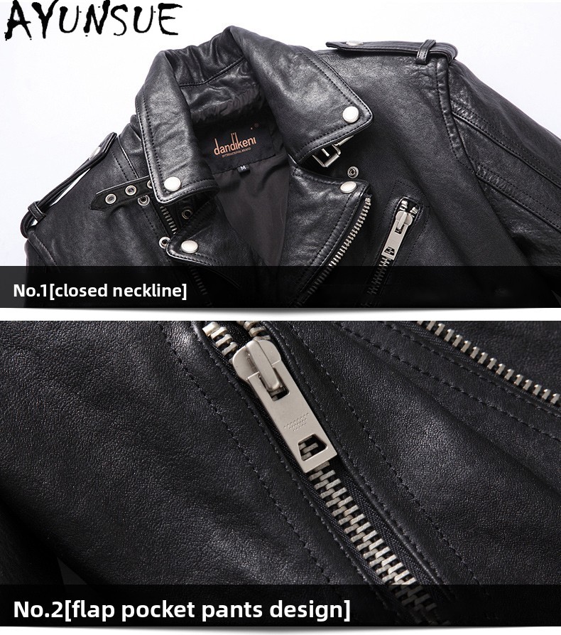 AYUNSUE натуральная овчина, 10 – обзор и цена Leather Motorcycle Jacket Biker